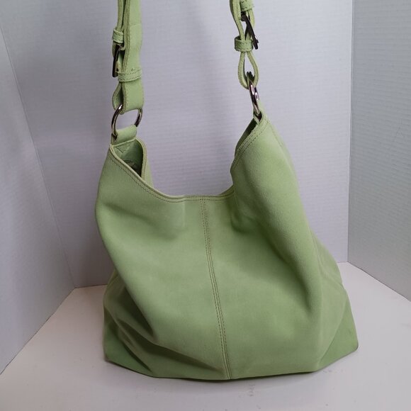 Vintage Express MCM Large Tote Light Green Suede Shoulder Bag - Picture 14 of 14